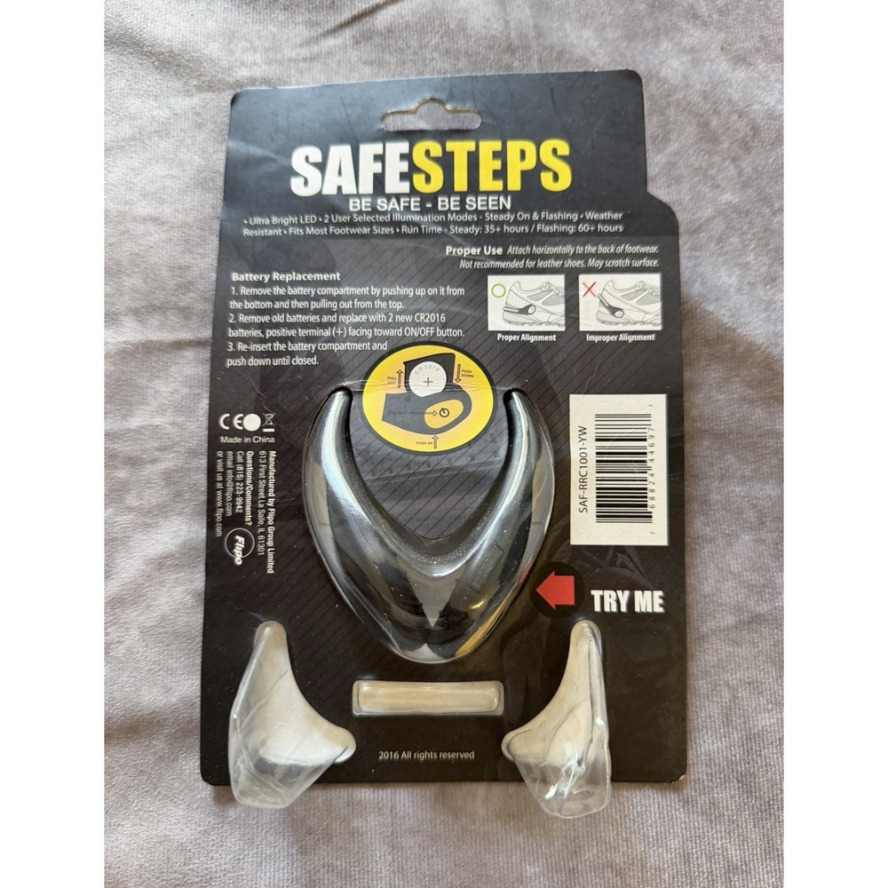 SafeSteps Attachable Shoe Safety Light Flashing Weather-Resistant Black